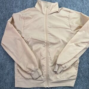 American Apparel Jacket Mens Medium Beige Windbreaker Full Zip Nylon USA LA Made
